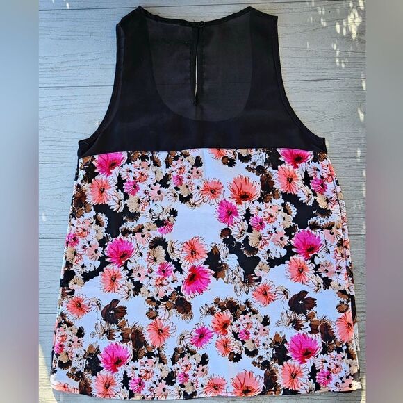 Japna women's floral sleeveless blouse Gently Preloved sheer liner button close - Picture 8 of 13